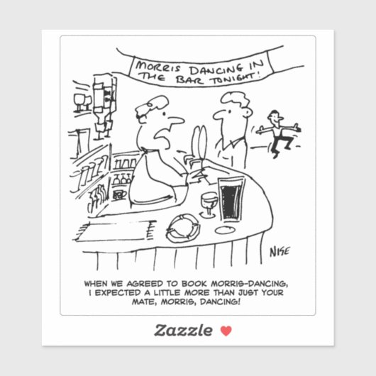 Morris Tanzen in Pub Cartoon. Aufkleber (Blatt)
