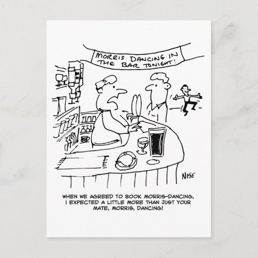 Morris Tanzen in Pub. Traditionelles Morris-Tanzen Postkarte (Vorderseite)