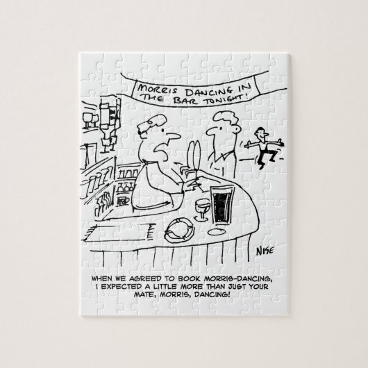 Morris Tanzen in Pub. Traditionelles Morris-Tanzen Puzzle (Vertikal)