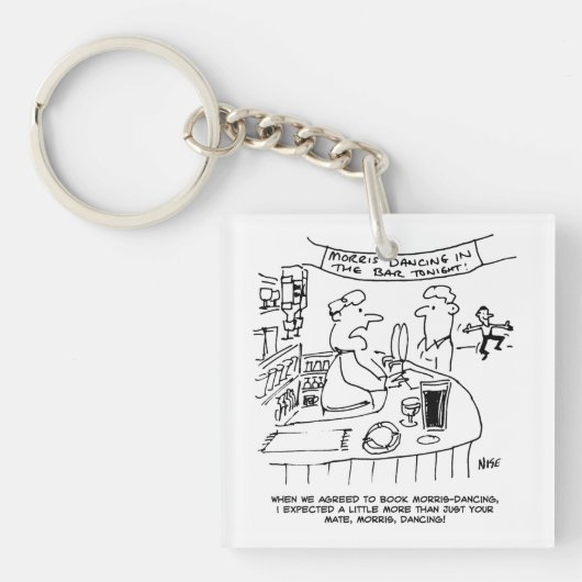 Morris Tanzen in Pub. Traditionelles Morris-Tanzen Schlüsselanhänger (Vorderseite)