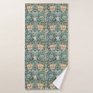 Morris Teal Blau Geißblatt Blumen Wallpaper Badhandtuch Set