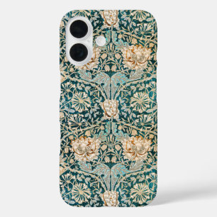 Morris Teal Blau Geißblatt Blumen Wallpaper iPhone 16 Hülle