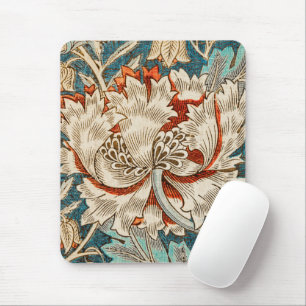 Morris Teal Blau Geißblatt Blumen Wallpaper Mousepad
