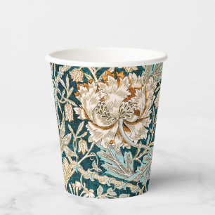 Morris Teal Blau Geißblatt Blumen Wallpaper Pappbecher
