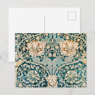 Morris Teal Blau Geißblatt Blumen Wallpaper Postkarte