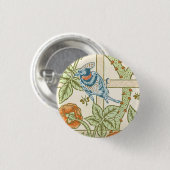 Morris' Trellis 1862 Vintage Blume & Vogelmuster Button (Vorne & Hinten)