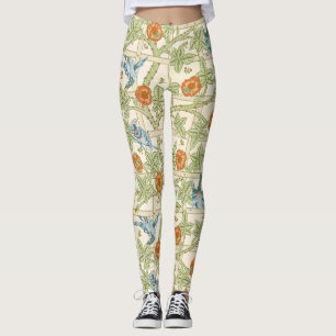 Morris' Trellis 1862 Vintage Blume & Vogelmuster Leggings