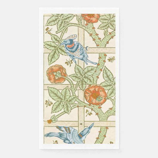 Morris' Trellis 1862 Vintage Blume & Vogelmuster Serviette (Vorderseite)