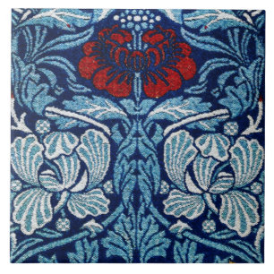 Morris Vintag 1890 Tulip & Rose Muster Blau Fliese