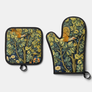 Morris Vintag Pheasant Eichhörnchen und Blume Must Ofenhandschuh & Topflappen-Set