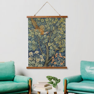 Morris Vintag Pheasant Eichhörnchen und Blume Must Wandteppich Mit Holzrahmen