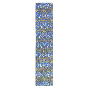 Morris Vintage 1882 Blaue Hintergrund-Blumenmuster Kurzer Tischläufer