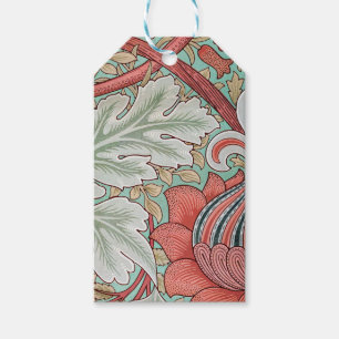 Morris Vintage Foliage und Blumenmuster Roter Stil Geschenkanhänger