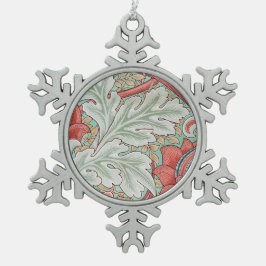 Morris Vintage Foliage und Blumenmuster Roter Stil Schneeflocken Zinn-Ornament