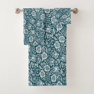 Morris Vintages Blau- und Weißblumenmuster Badhandtuch Set