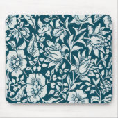Morris Vintages Blau- und Weißblumenmuster Mousepad (Vorne)