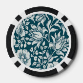 Morris Vintages Blau- und Weißblumenmuster Pokerchips (Rückseite)