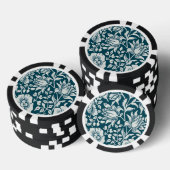 Morris Vintages Blau- und Weißblumenmuster Pokerchips (Stapel)