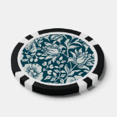 Morris Vintages Blau- und Weißblumenmuster Pokerchips (Einzeln)
