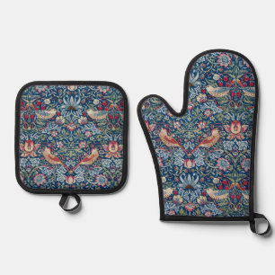 Morris - Vintages Erdbeerdieb-Blumenmuster Ofenhandschuh & Topflappen-Set