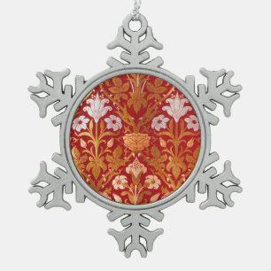 Morris - Vintages Muster für Rose & Lily Blume 189 Schneeflocken Zinn-Ornament