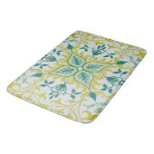 Morris Yellow Turquoise Vine & Blume Muster Badematte (Schrägansicht)