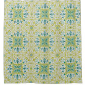 Morris Yellow Turquoise Vine & Blume Muster Duschvorhang (Vorderseite)