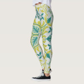 Morris Yellow Turquoise Vine & Blume Muster Leggings (Links)