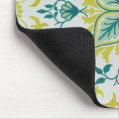 Morris Yellow Turquoise Vine & Blume Muster Mousepad (Ecke)