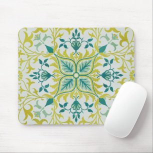 Morris Yellow Turquoise Vine & Blume Muster Mousepad