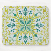 Morris Yellow Turquoise Vine & Blume Muster Mousepad (Vorne)