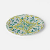 Morris Yellow Turquoise Vine & Blume Muster Pappteller (Schrägansicht)