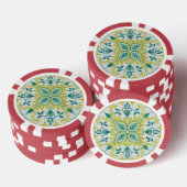 Morris Yellow Turquoise Vine & Blume Muster Pokerchips (Stapel)