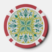 Morris Yellow Turquoise Vine & Blume Muster Pokerchips (Rückseite)