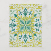 Morris Yellow Turquoise Vine & Blume Muster Postkarte (Vorderseite)