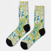 Morris Yellow Turquoise Vine & Blume Muster Socken (Linkes Detail)