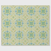 Morris Yellow Turquoise Vine & Flower Pattern Geschenkpapier (Flach)