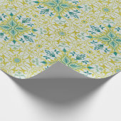 Morris Yellow Turquoise Vine & Flower Pattern Geschenkpapier (Ecke)
