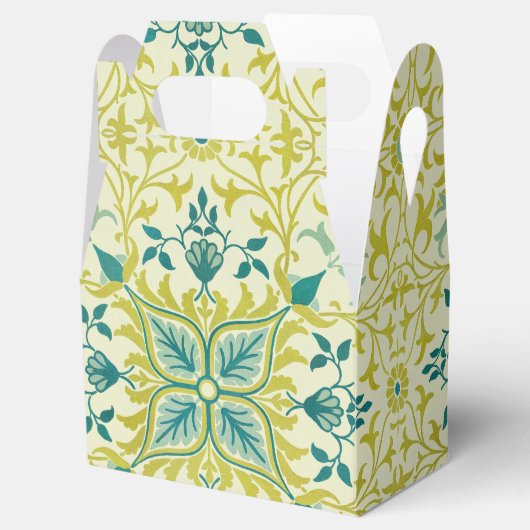 Morris Yellow Turquoise Vine & Flower Pattern Geschenkschachtel (Geöffnet)