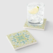 Morris Yellow Turquoise Vine & Flower Pattern Steinuntersetzer (Seitenansicht)