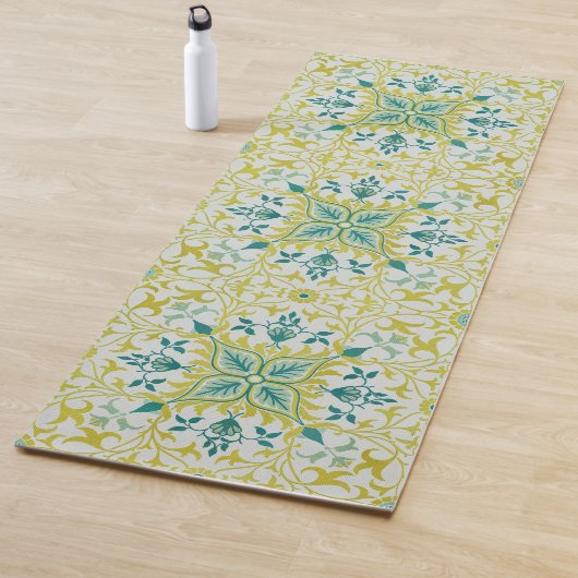 Morris Yellow Turquoise Vine & Flower Pattern Yogamatte (Beispiel)
