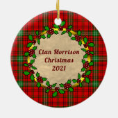 Morrison Abzeichen & Tartan Personalisierte Weihna Keramik Ornament (Hinten)
