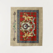 Morrison Clan Abzeichen & Tartan mit Löwen Wandteppich (Vorderseite)