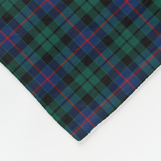 Morrison Clan Green und Blue Tartan Fleecedecke (Ecke)