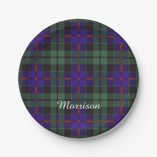 Morrison-Clan karierter schottischer Tartan Pappteller (Vorderseite)