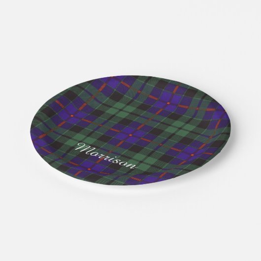 Morrison-Clan karierter schottischer Tartan Pappteller (Schrägansicht)