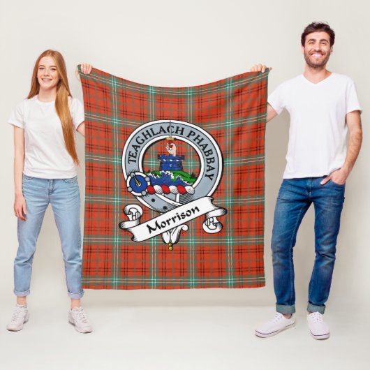 Morrison Red Ancient Clan Abzeichen Tartan Kariert Fleecedecke (Beispiel)