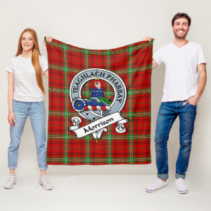 Morrison Red Modern Clan Abzeichen Tartan Kariert Fleecedecke