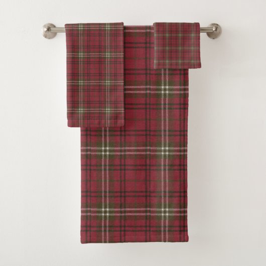 Morrison Red Weathered Original Scottish Tartan Badhandtuch Set (Insitu)