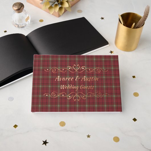 Morrison Red Weathered Original Scottish Tartan Gästebuch (Vorderseite Offen)